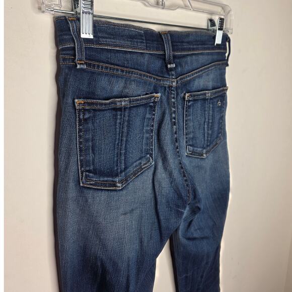 Rag & Bone mid rise skinny denim jeans with raw hem - kensington wash - 23 - Picture 4 of 8